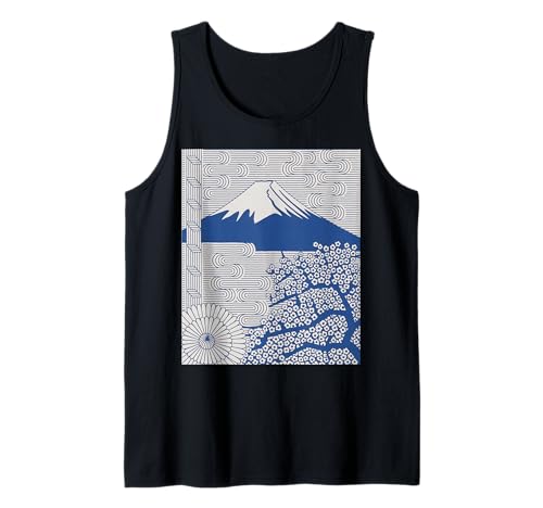 Japanischer Mount Fuji Sakura Chrysantheme Wave Art Damen Herren Tank Top Japanischer Mount Fuji Sakura Chrysantheme Wave Art Damen Herren Tank Top von Minimalist Japan Nature Aesthetic Blossom Mountain