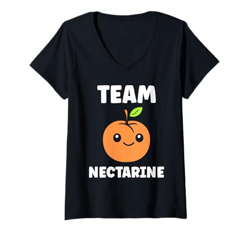 Damen Small Nectarines Fruit Funny Simple Team Nectarine T-Shirt mit V-Ausschnitt Damen Small Nectarines Fruit Funny Simple Team Nectarine T-Shirt mit V-Ausschnitt von Minimalist Nectarines simple funny Nectarine