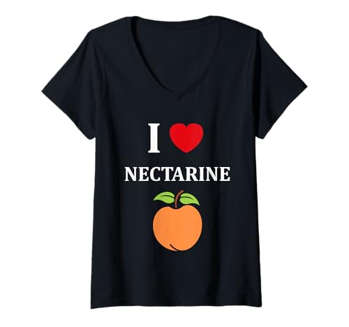 Damen Small Nectarines Fruit Funny Simple i Love Nectarine T-Shirt mit V-Ausschnitt Damen Small Nectarines Fruit Funny Simple i Love Nectarine T-Shirt mit V-Ausschnitt von Minimalist Nectarines simple funny Nectarine
