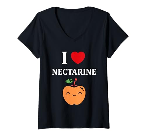 Damen Small Nectarines Fruit Funny Simple i Love Nectarine T-Shirt mit V-Ausschnitt Damen Small Nectarines Fruit Funny Simple i Love Nectarine T-Shirt mit V-Ausschnitt von Minimalist Nectarines simple funny Nectarine