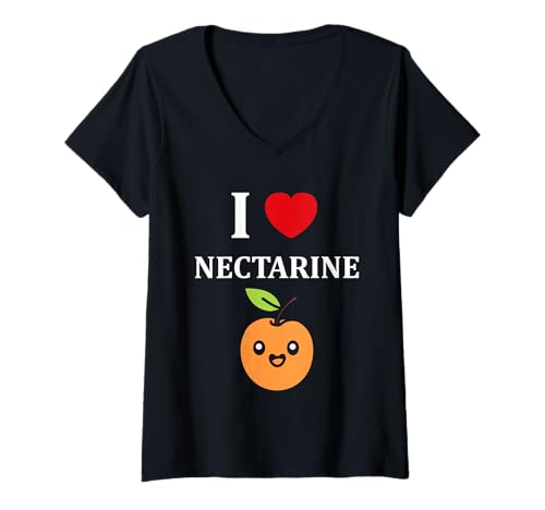 Damen Small Nectarines Fruit Funny Simple i Love Nectarine T-Shirt mit V-Ausschnitt von Minimalist Nectarines simple funny Nectarine