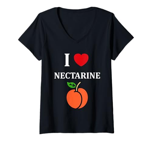 Damen Small Nectarines Fruit Funny Simple i Love Nectarine T-Shirt mit V-Ausschnitt Damen Small Nectarines Fruit Funny Simple i Love Nectarine T-Shirt mit V-Ausschnitt von Minimalist Nectarines simple funny Nectarine