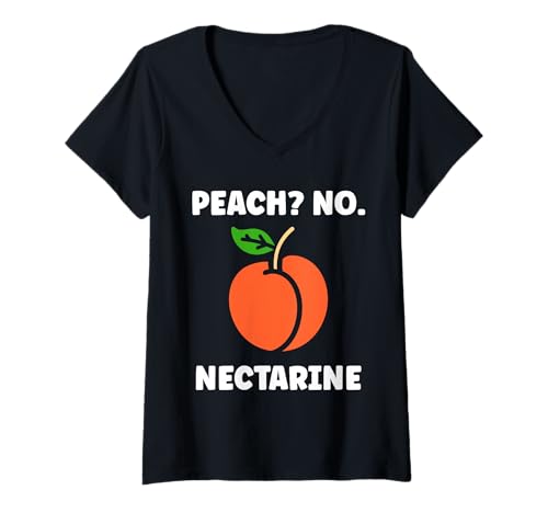 Damen Small Nectarines Simple Fruit Funny Nectarine T-Shirt mit V-Ausschnitt Damen Small Nectarines Simple Fruit Funny Nectarine T-Shirt mit V-Ausschnitt von Minimalist Nectarines simple funny Nectarine