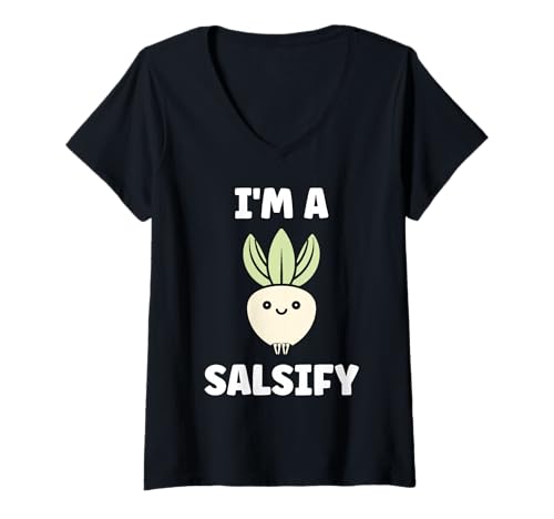 Damen Vegetable Salsify Funny Food Simple I'm a Salsify T-Shirt mit V-Ausschnitt Damen Vegetable Salsify Funny Food Simple I'm a Salsify T-Shirt mit V-Ausschnitt von Minimalist Simple funny salsify food