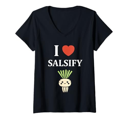 Damen Vegetable Salsify Funny Food Simple i Love Salsify T-Shirt mit V-Ausschnitt Damen Vegetable Salsify Funny Food Simple i Love Salsify T-Shirt mit V-Ausschnitt von Minimalist Simple funny salsify food