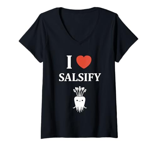 Damen Vegetable Salsify Funny Food Simple i Love Salsify T-Shirt mit V-Ausschnitt Damen Vegetable Salsify Funny Food Simple i Love Salsify T-Shirt mit V-Ausschnitt von Minimalist Simple funny salsify food