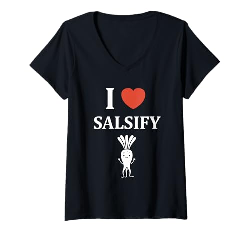 Damen Vegetable Salsify Funny Food Simple i Love Salsify T-Shirt mit V-Ausschnitt Damen Vegetable Salsify Funny Food Simple i Love Salsify T-Shirt mit V-Ausschnitt von Minimalist Simple funny salsify food