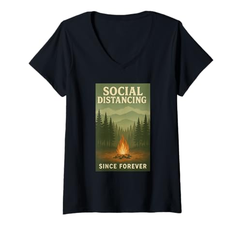 Damen Soziale Distanzierung Bleiben Sie zurück Pflegen Sie den persönlichen Raum T-Shirt mit V-Ausschnitt Damen Soziale Distanzierung Bleiben Sie zurück Pflegen Sie den persönlichen Raum T-Shirt mit V-Ausschnitt von Minimalist Social Awareness