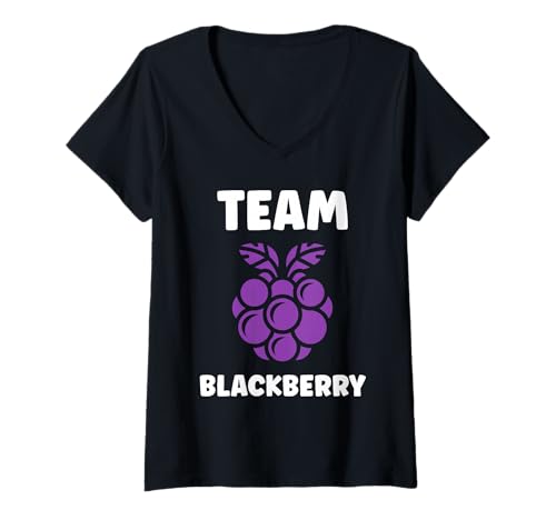 Damen Small Blackberries Fruit Minimalist Simple Team BlackBerry T-Shirt mit V-Ausschnitt Damen Small Blackberries Fruit Minimalist Simple Team BlackBerry T-Shirt mit V-Ausschnitt von Minimalist blackberries simple funny blackberry