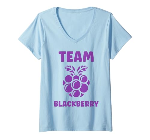 Damen Small Blackberries Fruit Minimalist Simple Team BlackBerry T-Shirt mit V-Ausschnitt Damen Small Blackberries Fruit Minimalist Simple Team BlackBerry T-Shirt mit V-Ausschnitt von Minimalist blackberries simple funny blackberry