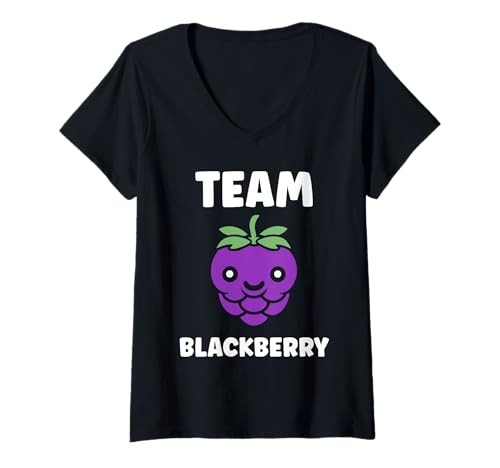 Damen Small Blackberries Fruit Minimalist Simple Team BlackBerry T-Shirt mit V-Ausschnitt Damen Small Blackberries Fruit Minimalist Simple Team BlackBerry T-Shirt mit V-Ausschnitt von Minimalist blackberries simple funny blackberry