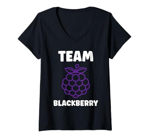 Damen Small Blackberries Fruit Minimalist Simple Team BlackBerry T-Shirt mit V-Ausschnitt Damen Small Blackberries Fruit Minimalist Simple Team BlackBerry T-Shirt mit V-Ausschnitt von Minimalist blackberries simple funny blackberry