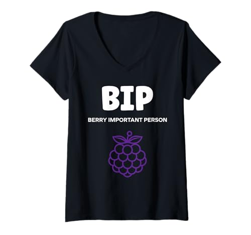 Damen Small Blackberries Fruit Minimalist Simple bip BlackBerry T-Shirt mit V-Ausschnitt Damen Small Blackberries Fruit Minimalist Simple bip BlackBerry T-Shirt mit V-Ausschnitt von Minimalist blackberries simple funny blackberry