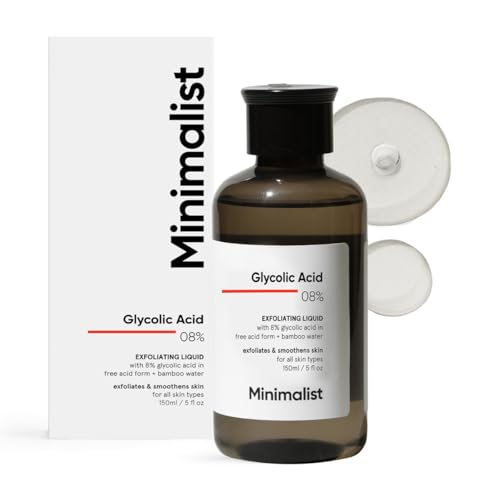 Minimalist 8% Glykolsäure Toner für strahlende Haut, Multifunktionaler Peelingtoner mit Bambuswasser für Körper, Gesicht, Achseln und Kopfhaut, für Frauen und Männer, 5 Fl Oz/150ml von Minimalist