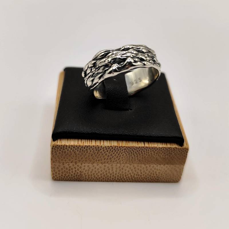 925 Sterling Silber Ring - Handgemachter Struktur Ring, Massiver Unikat Schmuck, Geschenkidee Für Sie von MinimalistSchmuckEU
