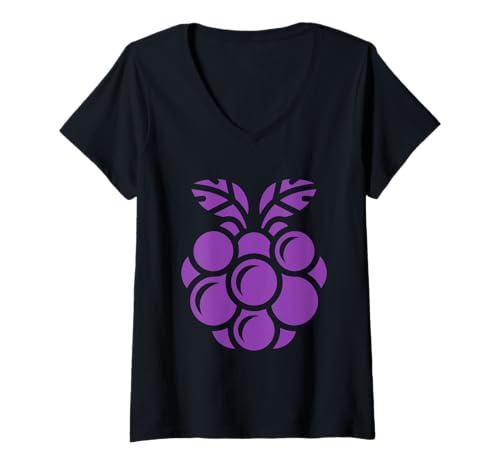 Damen Kleine Brombeeren Frucht einfache Brombeere T-Shirt mit V-Ausschnitt Damen Kleine Brombeeren Frucht einfache Brombeere T-Shirt mit V-Ausschnitt von Minimalistisch Brombeeren einfach lustig Brombeere