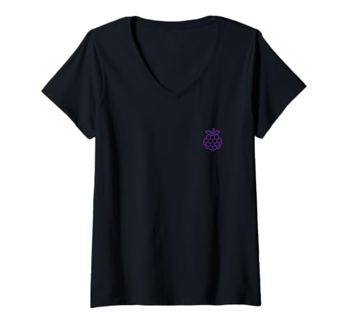 Damen Kleine Brombeeren Frucht einfache Brombeere T-Shirt mit V-Ausschnitt Damen Kleine Brombeeren Frucht einfache Brombeere T-Shirt mit V-Ausschnitt von Minimalistisch Brombeeren einfach lustig Brombeere