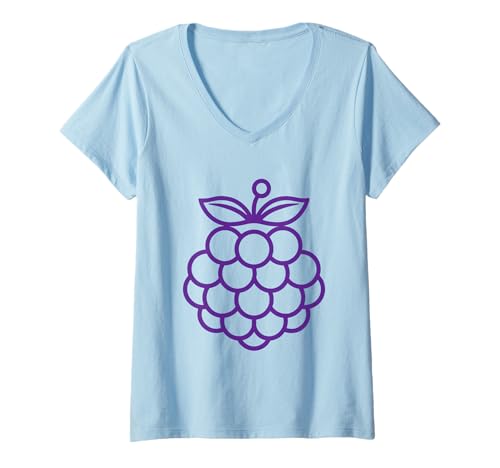 Damen Kleine Brombeeren Frucht einfache Brombeere T-Shirt mit V-Ausschnitt Damen Kleine Brombeeren Frucht einfache Brombeere T-Shirt mit V-Ausschnitt von Minimalistisch Brombeeren einfach lustig Brombeere