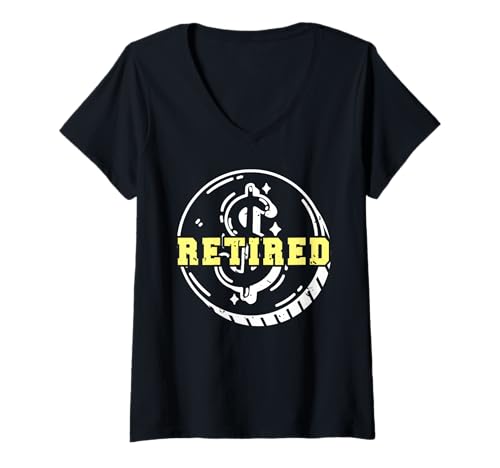 Damen Ruhestand Münze Freiheit Einfaches Leben T-Shirt mit V-Ausschnitt Damen Ruhestand Münze Freiheit Einfaches Leben T-Shirt mit V-Ausschnitt von Minimalistisch Ruhig Seniorenzitat Spruch