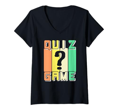 Damen Retro Quizspiel Farben Trivia Frage Fan T-Shirt mit V-Ausschnitt Damen Retro Quizspiel Farben Trivia Frage Fan T-Shirt mit V-Ausschnitt von Minimalistische Denkspiel Puzzle Freunde