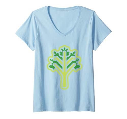 Damen Lustiges Essen Gemüse minimalistischer einfacher Grünkohl T-Shirt mit V-Ausschnitt Damen Lustiges Essen Gemüse minimalistischer einfacher Grünkohl T-Shirt mit V-Ausschnitt von Minimalistisches lustiges einfacher Grünkohl