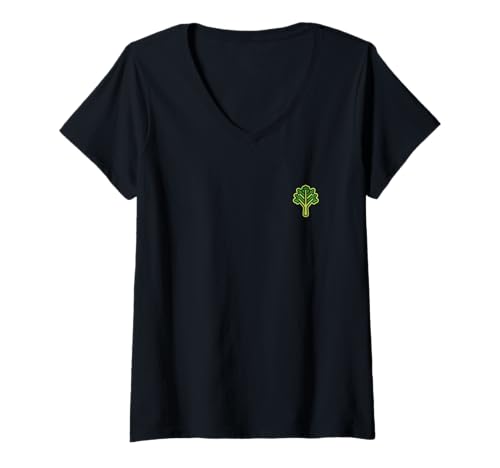Damen Lustiges Essen Gemüse minimalistischer einfacher Grünkohl T-Shirt mit V-Ausschnitt Damen Lustiges Essen Gemüse minimalistischer einfacher Grünkohl T-Shirt mit V-Ausschnitt von Minimalistisches lustiges einfacher Grünkohl