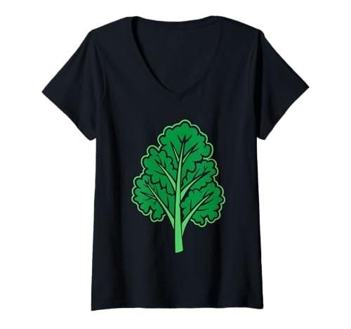 Damen Lustiges Essen Gemüse minimalistischer einfacher Grünkohl T-Shirt mit V-Ausschnitt Damen Lustiges Essen Gemüse minimalistischer einfacher Grünkohl T-Shirt mit V-Ausschnitt von Minimalistisches lustiges einfacher Grünkohl