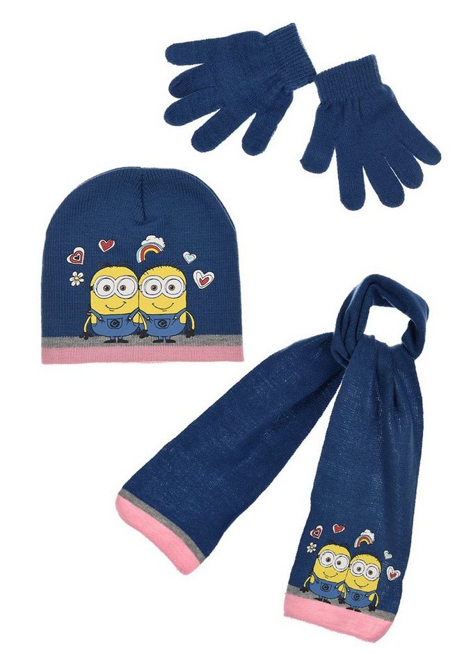 Minions Beanie Kinder Mädchen Winter-Set Mütze Schal Handschuhe (SET) von Minions