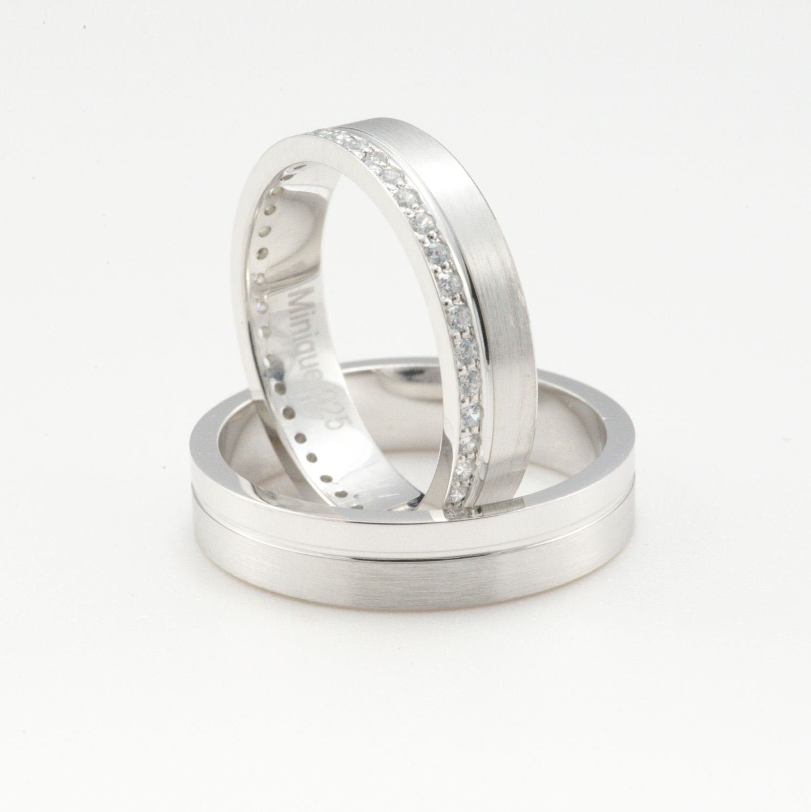 Eheringe Für Sie Und Ihn. 925 Massiv Sterling Silber. Verlobung. Komfort Passform. 5 Mm Cz Matching Paar Set. Us Made.# 230 & 231 von MiniqueJewelry