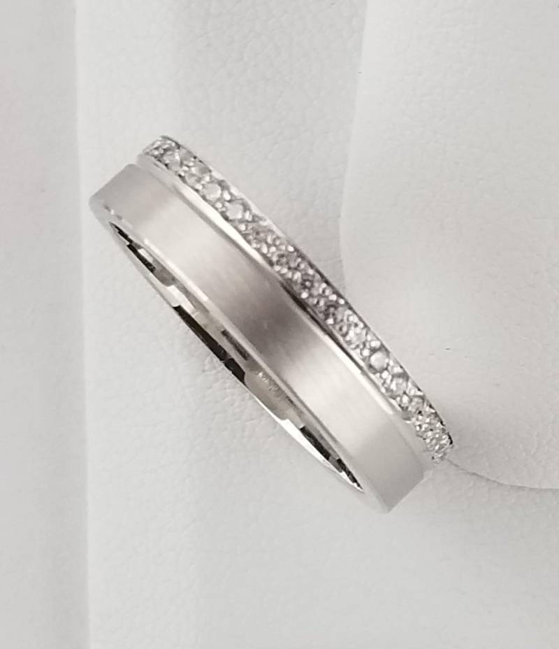 Silber His & Hers Satin. 5 Mm Ehering, Verlobung. 925 Sterling Ring Mit Cz. High-End.comfort Fit. Hergestellt in Den Usa. #230 von MiniqueJewelry