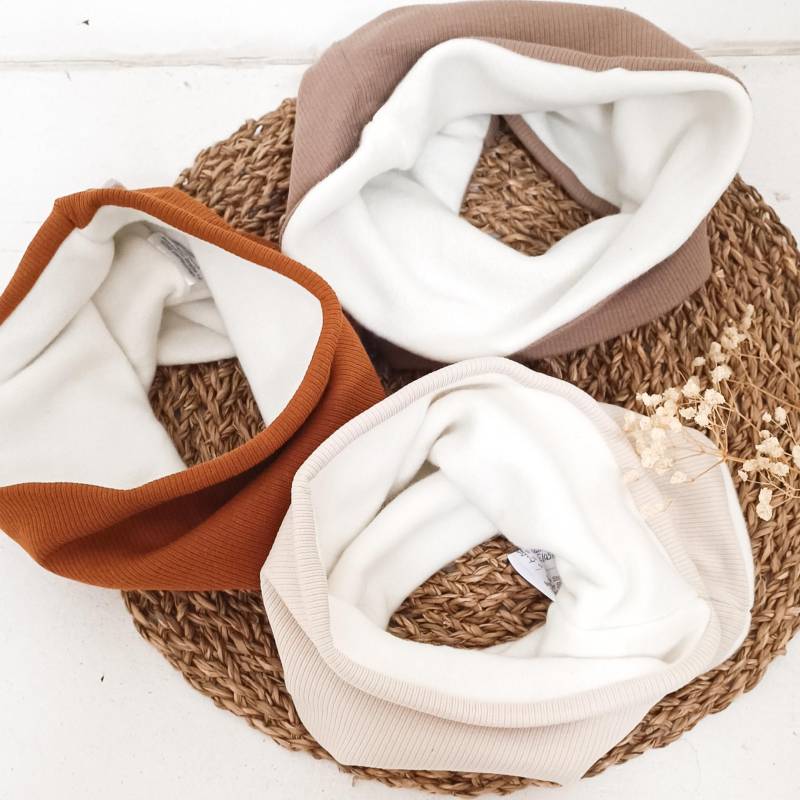 Loopschal Winter Gefüttert Für Kinder Aus Kuscheligem Rippjersey in Verschiedenen Farben Mädchen Und Jungen von Ministorchi