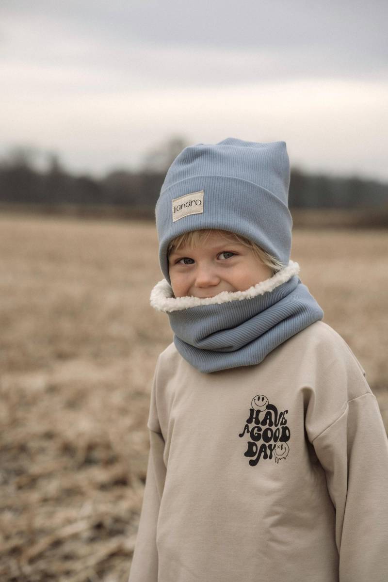 Set Hipsterbeanie Und Gefütterter Loop Rippenjersey | Personalisierte Hipster Beanie Kinder Winter von Minitidesign