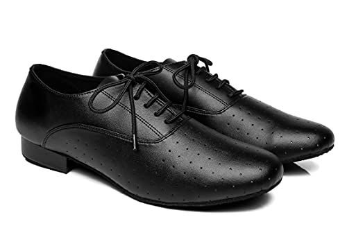 MINITOO Tango Latino Ballschuhe aus Leder für Herren Stil Swing, Schwarz - Schwarz - Größe: 41.5 EU (UK 8) von MINITOO