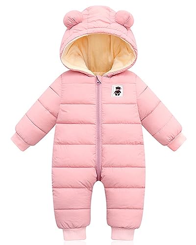 Baby Winter Overall mit Kapuze, Strampler Schneeanzug Jungen Mädchen Langarm Jumpsuit Warm Outfits Geschenk 3-6 Monate von Minizone