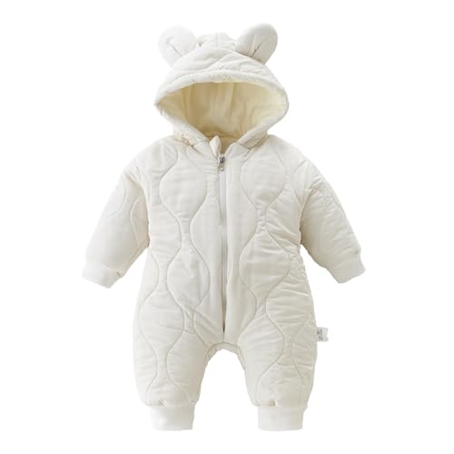 Baby Winter Overall mit Kapuze, Strampler Schneeanzug Jungen Mädchen Langarm Jumpsuit Warm Outfits Geschenk 6-9 Monate Weiß von Minizone