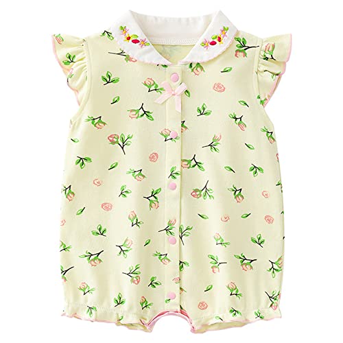Minizone Baby Mädchen Pyjama Sommer, Kurzarm-Body Babykleidung Baumwolle Schlafanzug 3-6 Monate von Minizone