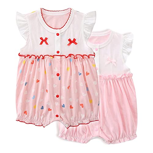 Minizone Baby Pyjama 2er Pack - Kurzarm Strampler Sommer Jumpsuits Mädchen Spielanzug für Neugeborenes 6-9 Monate von Minizone