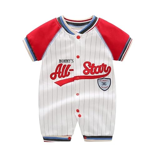 Minizone Baby Strampler Jungen Sommer, Kurzarm-Body Baumwolle Pyjama Jumpsuit Spieler Neugeboren 6-9 Monate von Minizone