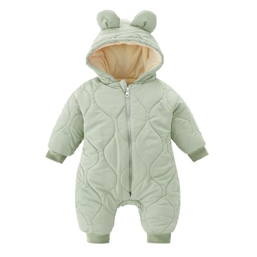 Minizone Baby Winter Overall mit Kapuze, Strampler Schneeanzug Jungen Mädchen Langarm Jumpsuit Warm Outfits Geschenk 9-12 Monate Grün von Minizone