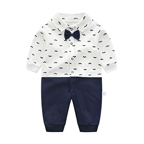 Neugeborenes Strampler Langarm Pyjama Baumwolle Overalls Gentleman mit Bowknot Outfits 0-3 Monate von Minizone