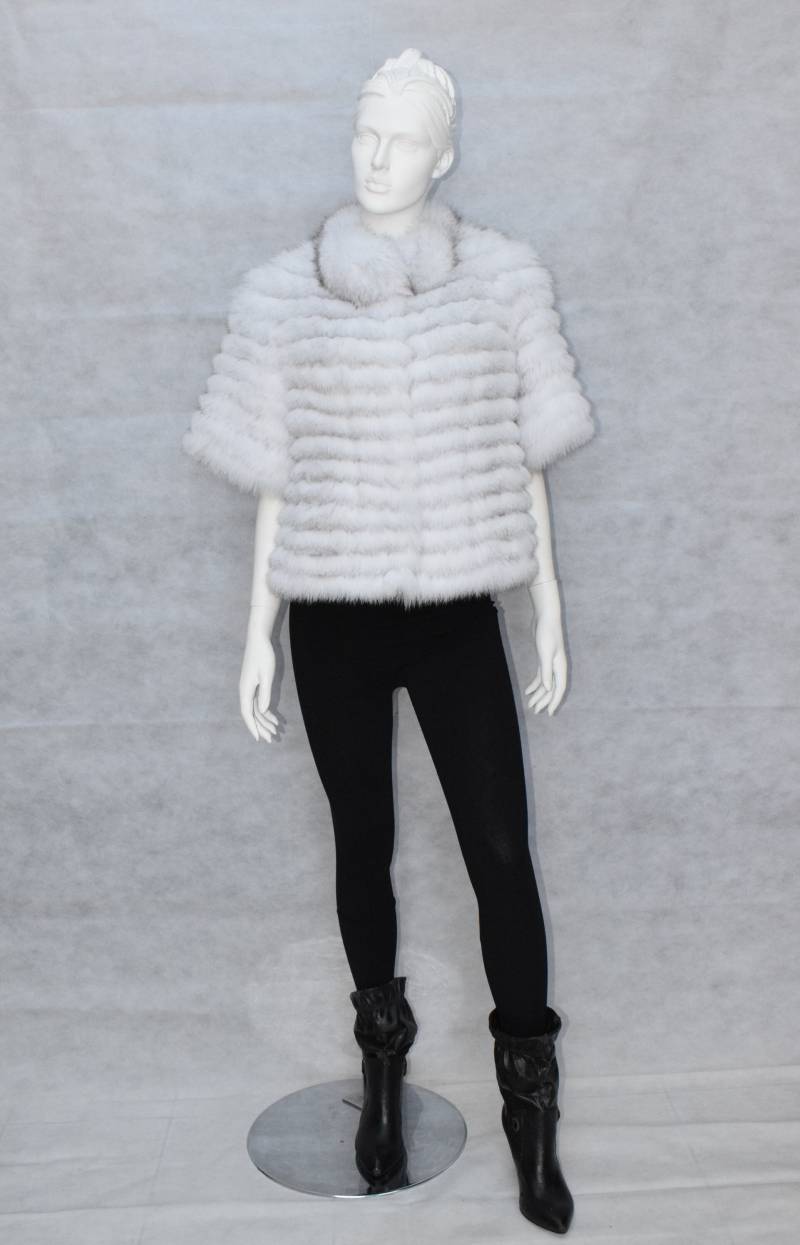 Luxus Fuchs Pelz Kurz Jacke Handgemachter Weißer Mantel von MinkGlamourFur