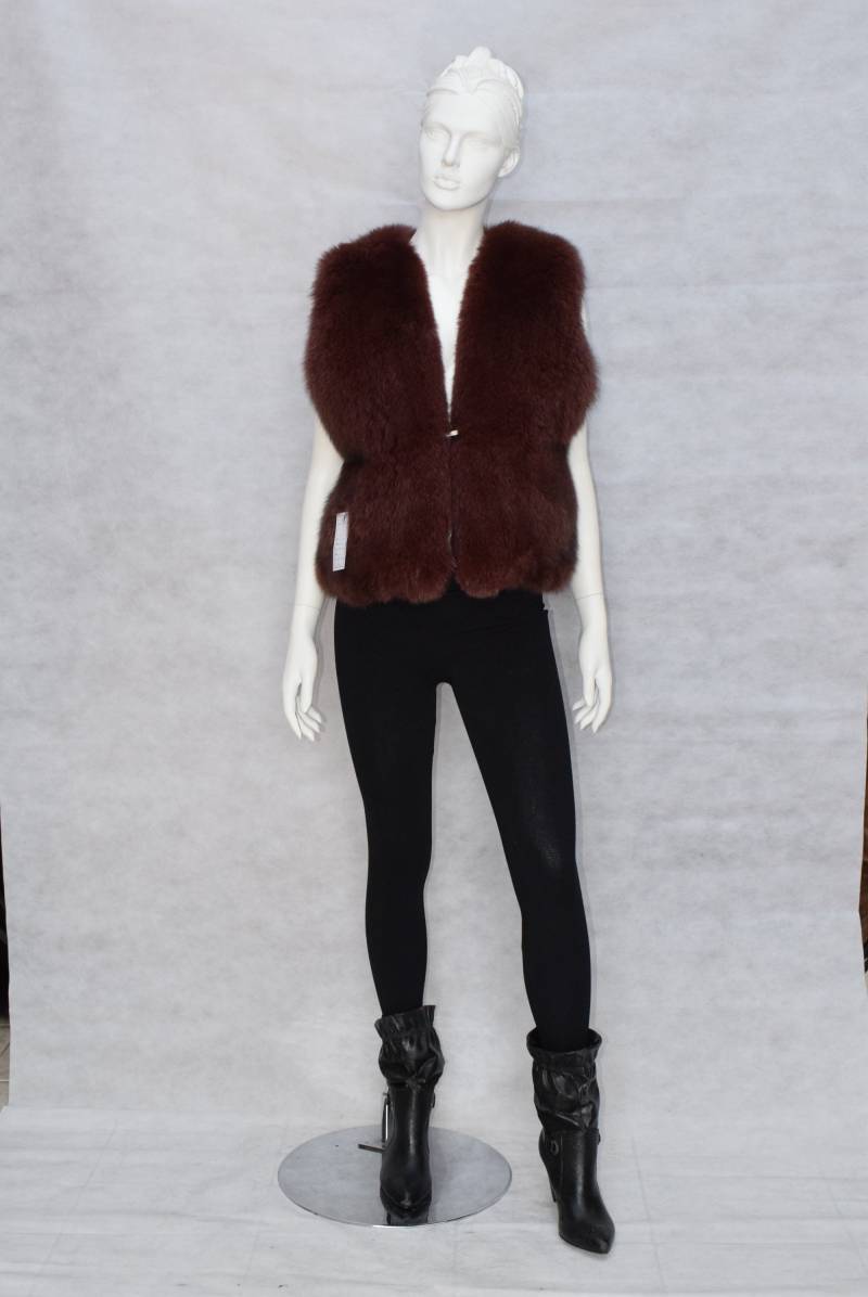 Luxus Fuchs Pelzweste Burgund Handgemachte Gilet von MinkGlamourFur