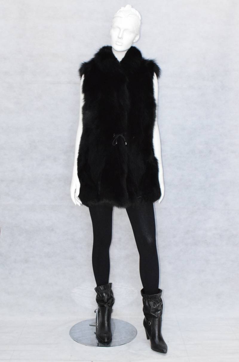 Luxus Schwarz Fuchs Pelzweste Handgemachte Kragen Weste von MinkGlamourFur