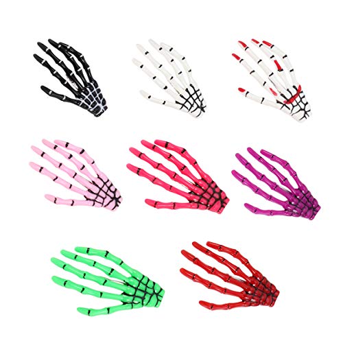 Minkissy 8Pcs Halloween Skelett Krallen Haarspangen Bunte Schädel Hand Haar Haarspangen Horror Punk Halloween Haarnadeln Kopfschmuck für Frauen Mädchen von minkissy