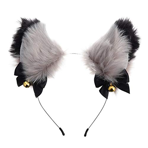 Minkissy Katzenohr-glöckchen-stirnband Lolita Haarreifen Party Haarschmuck Ohr-haarreifen Katze Cosplay Stirnband Kostüm-haar-accessoires Ohren Tierhaarreifen Stoff Ohrringe Fräulein Fuchs von minkissy