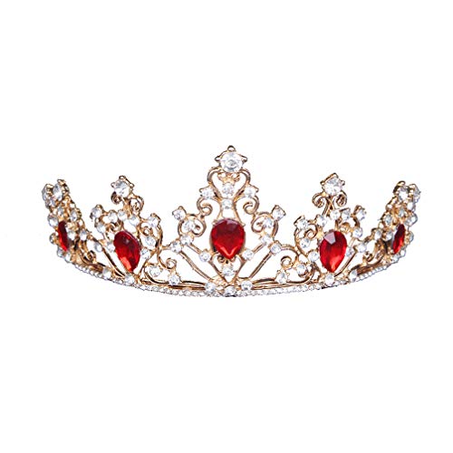 Minkissy Rote Strass Krone Kristall Hochzeit Diadem Festzug Tiara Krone Prinzessin Tiara Königin Krone für Braut von minkissy