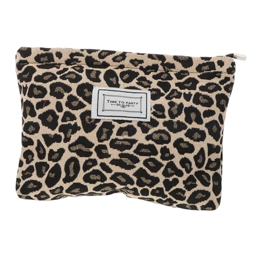 Minkissy Schwarzer Leopardenmuster Make- Up- Tasche Reise Kosmetikbeutel Reißverschluss Make- Up- Tasche Reisekosmetikorganisator für Frauen Und Männer von minkissy