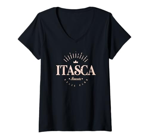 Damen Itasca State Park Minnesota Modern - Itasca MN T-Shirt mit V-Ausschnitt Damen Itasca State Park Minnesota Modern - Itasca MN T-Shirt mit V-Ausschnitt von Minnesota Contemporary Designs