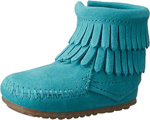 Minnetonka Baby Mädchen DOUBLEFRINGEBOOTIE Krabbel-& Hausschuhe, Türkis (Turquoise) von Minnetonka