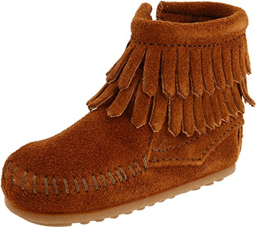 Minnetonka Baby-Mädchen Double Fringe Bootie Krabbel-& Hausschuhe, Braun (Brown), 17 EU von Minnetonka